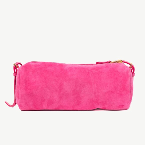 Miu Miu Pink Suede Logo-Embossed Pochette - Picture 4 of 12